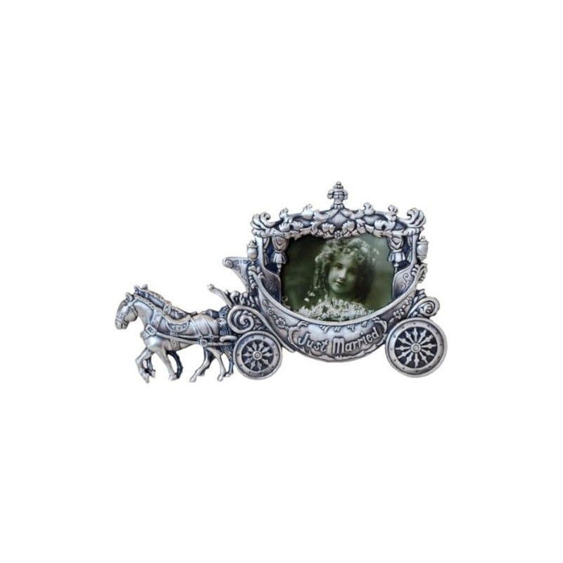 GiftsOGifts Just Married, Carriage Picture Frame, 2.5" x 3.5"