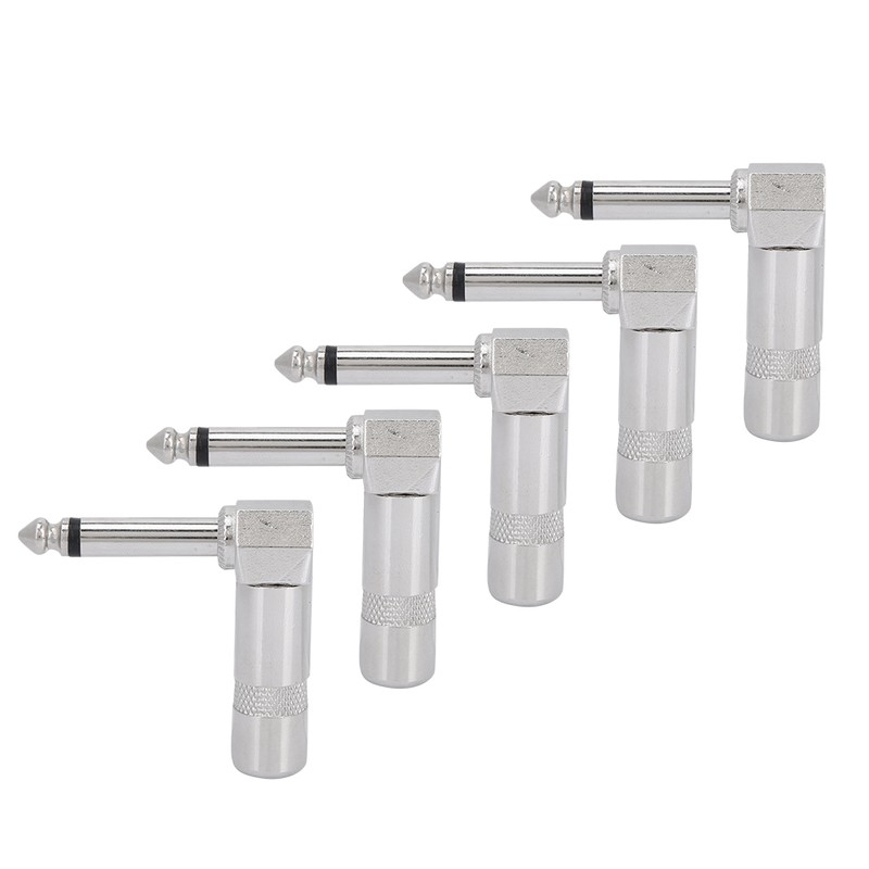 5pcs Right Angle 6.35mm Mono Phone Plug Guitar Audio Jack