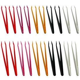TRKETK 20 Pcs Plastic Tweezers Craft Colorful Plastic Non-Slip Craft Tweezers for Sorting and Counting Electronics Repair Bead DIY Crafts (5 Colors)