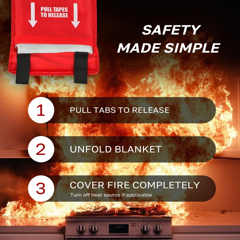 Signature Series Fire Blanket, Flame Suppression Fiberglass Blanket for Home