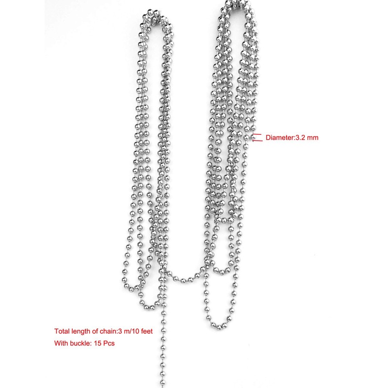 10 Feet Stainless Steel Beaded Pull Chain Extension with Connector,Beaded
