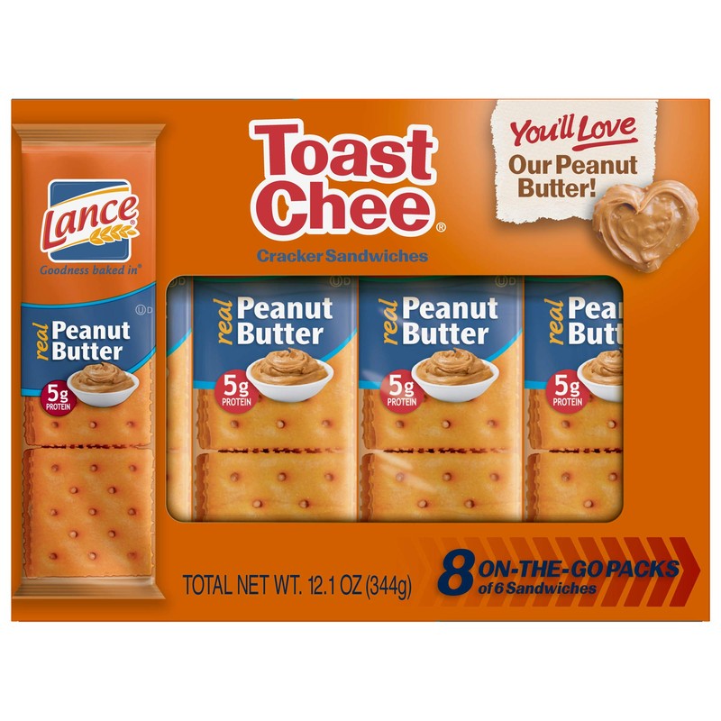 Lance Toast Chee Crackers with Real Peanut Butter, 6 Crackers/pack