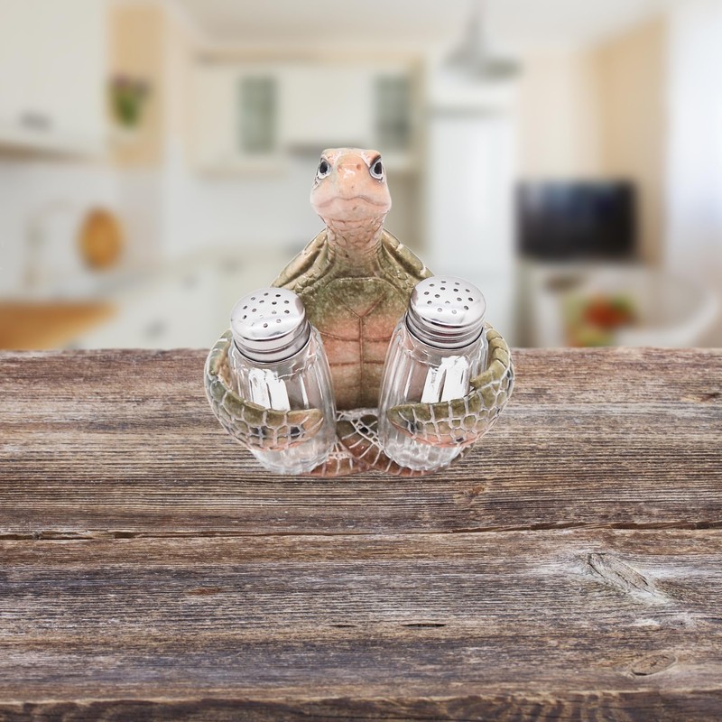 Turtle Salt and Pepper Set Holder, Nautical Décor, Shakers Included,