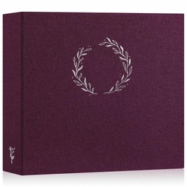 Lanpn Photo Album Scrapbook 12x12, Linen Cover Wreath Design Top Load 3 Ring Folder Binder Photobook Photo Book 12 x 12 inch with 30 Plastic Sleeves 60 Pages Purple