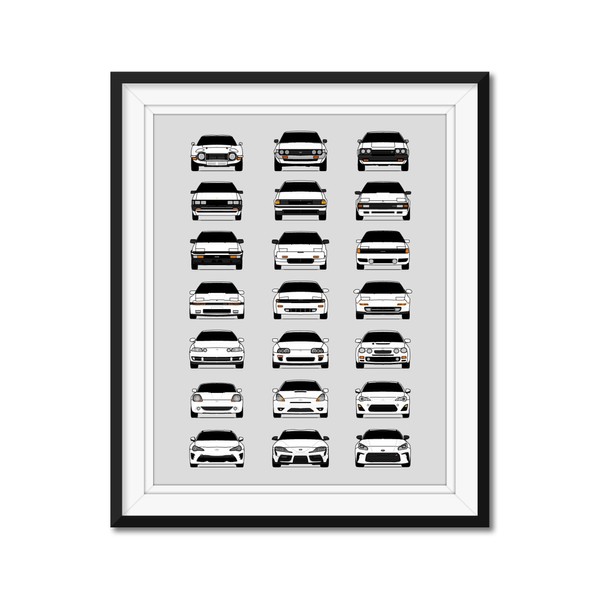 Custom Car Posters History of Toyota Evolution Print Wall Art