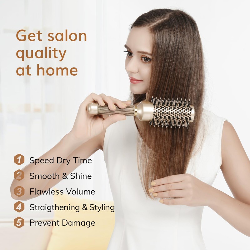 Sndyi Round Brush for Blow Drying, Medium Round Brush with