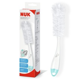 NUK 1 x 2 in 1 Bottle Brush with Integrated Teat Brush with Ergonomic Handle for Bottles and Teats
