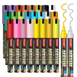 SFAIH 24 Colors Double Tip Acrylic Paint Pens Markers
