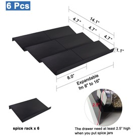 Khordin Expandable Spice Drawer Rack Organizer Insert for Kitchen Cabinet - Multi Tier Adjustable Spice Storage Shelf for Seasoning and Jar, Pack of 6