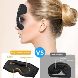 VEROA Bluetooth Sleep Eye Mask Headphones - Cotton 3D Black Blackout Eye Mask for Sleeping with Bluetooth Headphones - V5.4 Adjustable Music Headband Earphones Sleep Aids for Adults