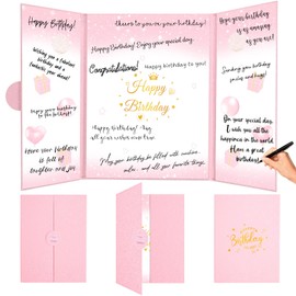 Happy Birthday Guest Book Pink Birthday Signing Guestbook Alternative Birthday Party Decorations for Girls Women Creative Birthday to You Memory Book Gifts Signature Sign Card Board Keepsake Decor