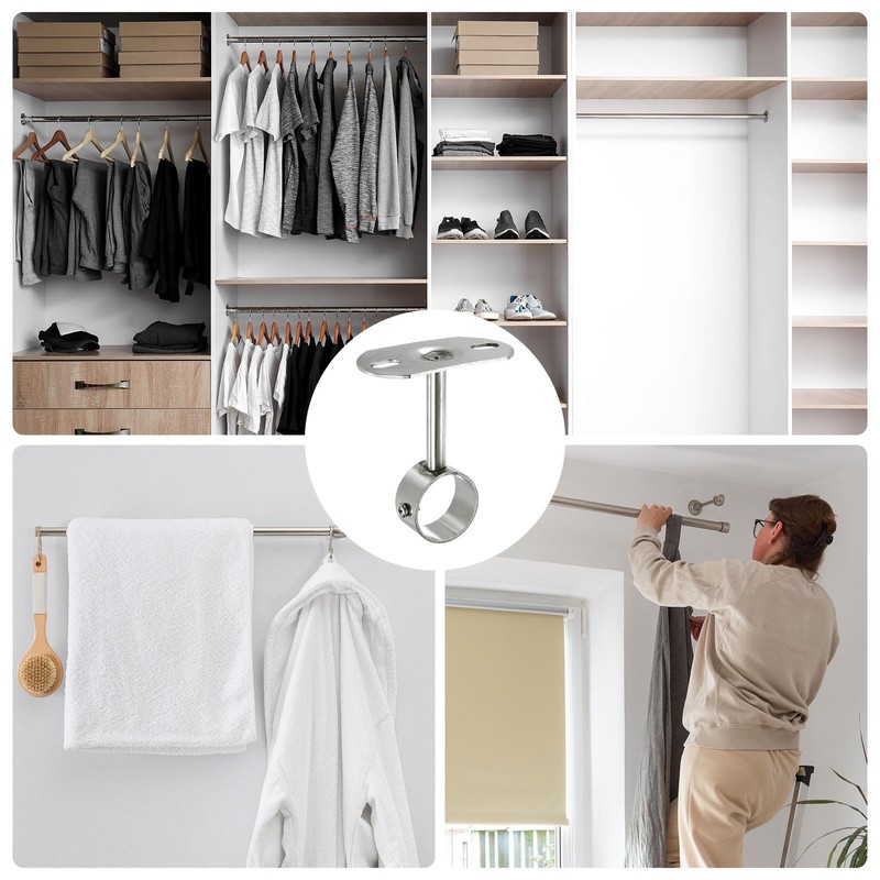 sourcing map 2 Pcs Ceiling Mount Bracket, Wardrobe Pipe Bracket,