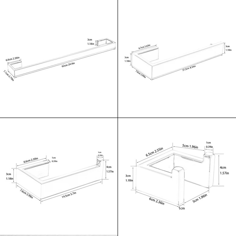 4-piece SUS 304 Stainless Steel Wall Mounted Bathroom Hardware Accessories
