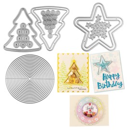 21 Pcs/Set Circle, Star, Christmas Tree Punching Cutting for Paper Craft Art Metal Cutting Tools for DIY Scrapbooking Paper Card Stencil Handmade Craft Scrapbook