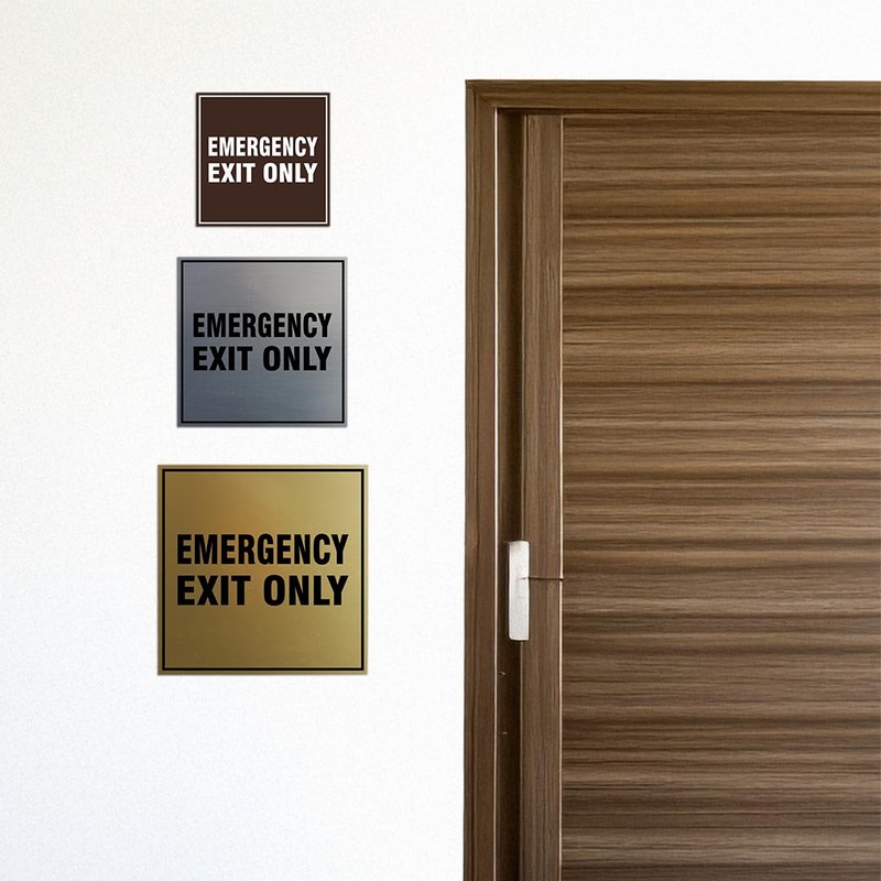 Square Emergency Exit Only Sign with Adhesive Tape, Mounts On