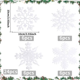 Snowflakes, Pack of 24 Snowflake Decoration, Christmas Tree Decoration, Christmas Tree Decoration, Christmas Pendant, Snowflake Snow Decoration for Christmas, Winter, Wonderland Weddings (C)