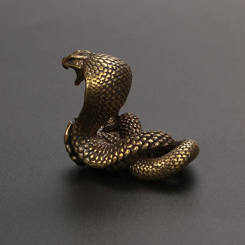 TOYANDONA Brass Cobra Snake Statue Cobra Snake Sculpture Wealth Figurine