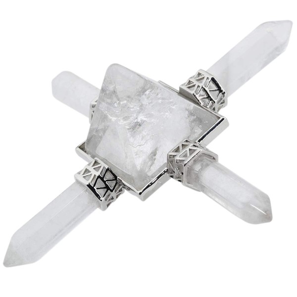 mookaitedecor Healing Crystals Pyramid Quartz 4 Point Energy Generator, Rock