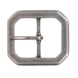 1 5/8" (40 mm) Nickel Free Center Bar Single Prong Octagon Belt Buckle, Antique Silver