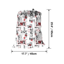 Maishijie 2 x Heavy Duty Cotton Linen Laundry Bags (Love)