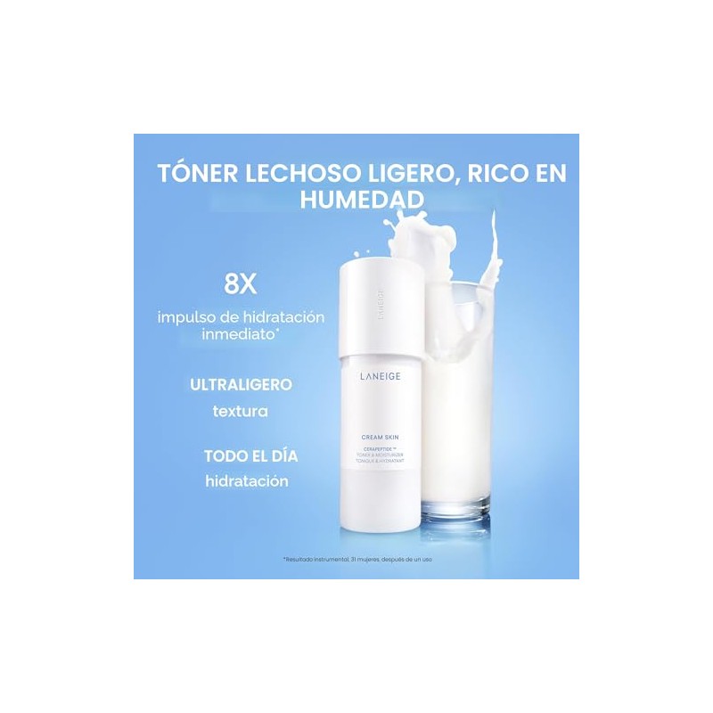 Laneige Tónico Hidratante Piel Crema Tóner Lechoso Coreano Ligero Recargable