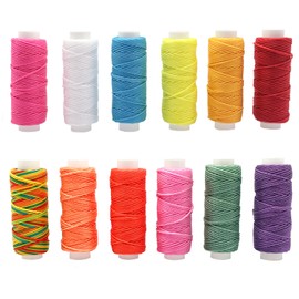 YEQIN Wax Thread 12 Colors Waxed Cords Polyester Leather Sewing Thread Wax Strings for Macrame, Bookbinding, DIY Bracelets, Handcraft or Leather Projects