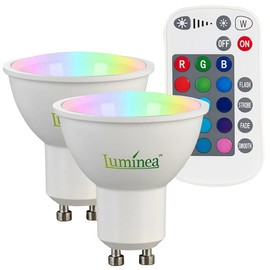 Luminea GU10 RGB: Set of 2 GU10 RGBW 4.8W (replaces 40W) 400lm Dimmable LED Spotlight GU10 GU10 GU10 Lighting Recessed Spotlight
