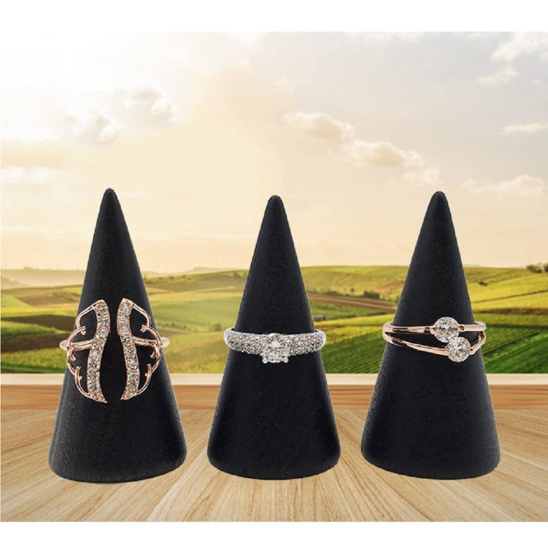 desikaky Ring Stand, Ring Storage Case, Jewelry Stand, Wooden Cone