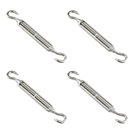 M5 Turnbuckle Hooks, 304 Stainless Steel Heavy Duty Turnbuckle Wire Rope Tensioner for Outdoor Tents Garden Hanging, Pack of 4