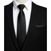 HISDERN Black Ties for Men Solid Black Tie with Pocket
