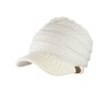 C.C Warm & Thick Cable Knitted Brim Visor Beanie Cap, Ivory