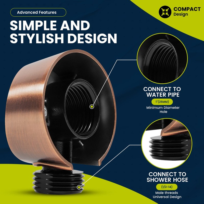 A725ORB Oil-Rubbed Bronze Round Drop Ell Supply Elbow, Handheld Shower