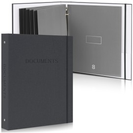 Aesthetic Document Organizer - Sturdy Linen 3-Ring Binder Safely Stores All Your Important Documents and Files in One Place - Easy to Use Expanding Storage Folder Incl. Envelopes, Pockets & Labels