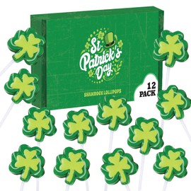 12 Shamrock Lollipops - St Patricks Day Candy and Party Favors - Irish Candy