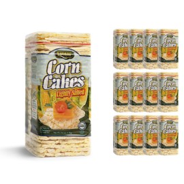 Landau Thin Puffed Corn Cakes | Light, Airy Low Calorie Snacks With a Real Corn Taste | Kosher | 4.6 Ounce (Pack of 12)