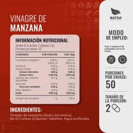 Vinagre De Manzana, 300 Cápsulas (3 Frascos 100 Cap C/u) Sabor Natural