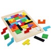 ANCLLO Tangram wooden puzzle with colourful 3D Russian blocks