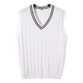 MANBOZIXi Men's V-Neck Knitted Vest Elegant, White