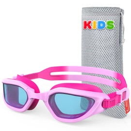 Emsina Kids Swim Goggles,Super Anti-Fog, No Leaking Pool Goggles,Swimming Goggles for Kids Age 5-14 Boys and Girls_PeachPink