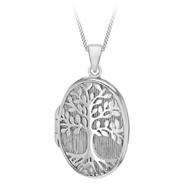 Tuscany Silver Women's Sterling Silver Rhodium Plated 'Tree of Life' Locket Pendant on a Chain of Length 46cm