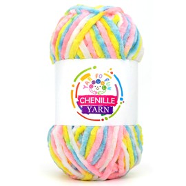 100g Velvet Chenille Yarn for Crocheting,Rainbow Fluffy Velvet Plush Yarn Thick Soft Chunky Chenille Yarn Baby Blanket Yarn for Crocheting Knitting Beginners（Candy）