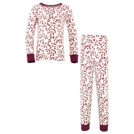 Touched by Nature unisex child Organic Cotton Tight-fit Pajama Set, Berry Branch, 10 Years US
