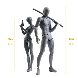 Gnallang Premium Sketch Doll (Men and Female Models), Articulating Movable, Stand Included, Gesture Changeable Model Doll, Cartoon Model, Muscle Shape, Total 2 Piece Set