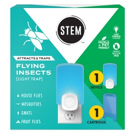 STEM Insect Trap - Indoor Fruit Fly & Gnat Pest Control for House, Home and Kitchen, Attracts & Traps Flying Bugs, Soft Blue Light - Includes 1 Plug-In Device & 1 Cartridge