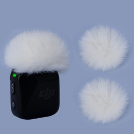 YOUSHARES DJI Mic Mini Wind Muff - Pop Filter Furry Microphone Windscreen for DJI Mini Wireless Lavalier Microphone for Record Interview（2Pcs / White）