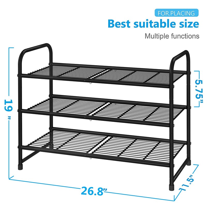 Simple Trending 3-Tier Stackable Shoe Rack, Expandable & Adjustable Shoe