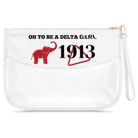 Gfhzdmf Sisters Sorority Makeup Bag Elephant 1913 Sorority Gifts Transparent Cosmetic Bag with Zipper 1913 Sigma Theta Paraphernalia Gift for Girls Daughter Sister Friend Travel Pouch