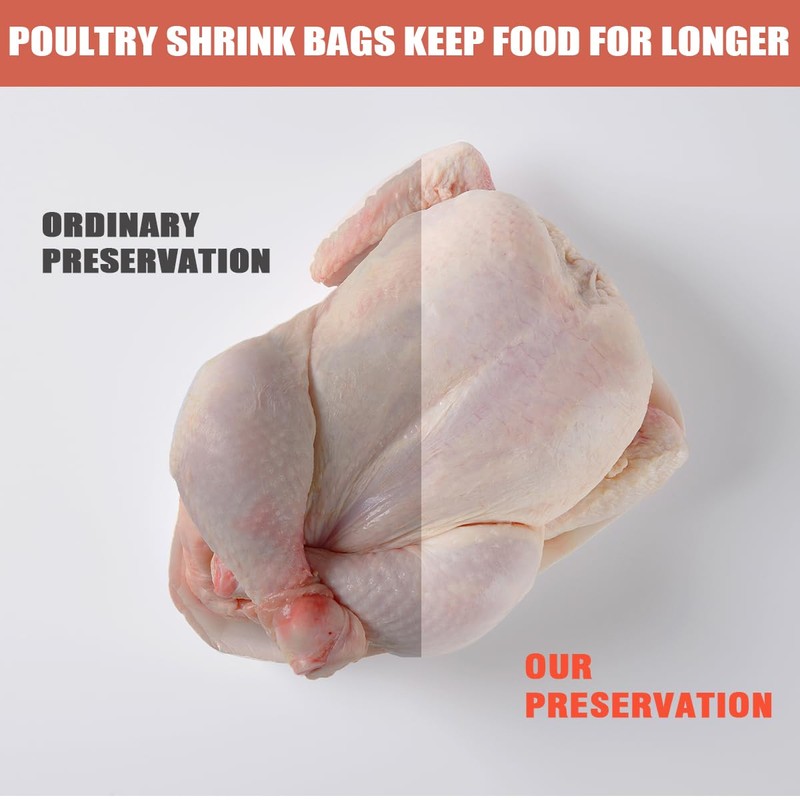 Anmboor Poultry Shrink Bags, 100 Pack 10x16 Inches Clear Chicken