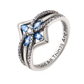 YFN Cross Ring Vintage Tone Sterling Silver With God All Things Are Possible CZ Band Rings Size (sterling-silver, 9)