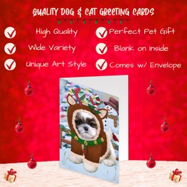 Christmas Gingerbread House Candyfest Shih Tzu Dog Greeting Cards - Adorable Pets Invitation Cards with Envelopes - Pet Artwork Christmas Greeting Cards GCD71225 (10 Greeting Cards)